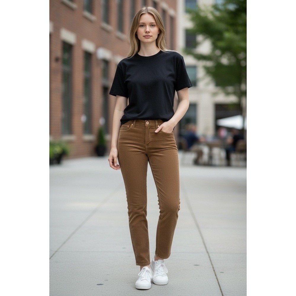 RE/DONE‎ Originals Corduroy High Rise Straight Leg Pants Women's 29 Washed Khaki
